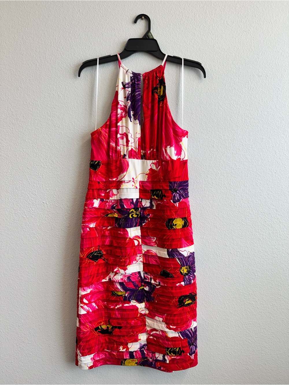 London Times Red and White Floral Midi Halter Dress - Picture 4 of 4